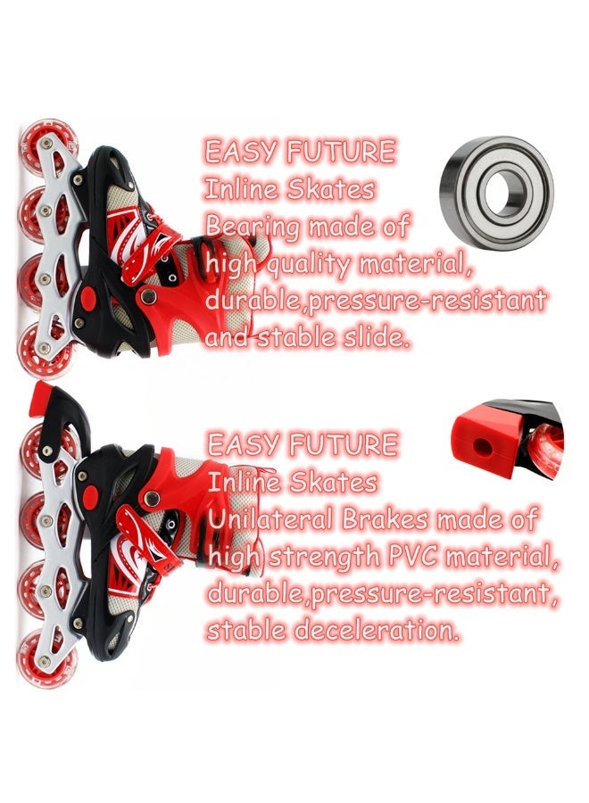 EASY FUTURE Skate Shoes Adjustable Inline Skates for Kids Flashing LED Wheels Roller Skates for Boys Girls Beginners Including Full Protective Gear Set NO.1301H - Image 5